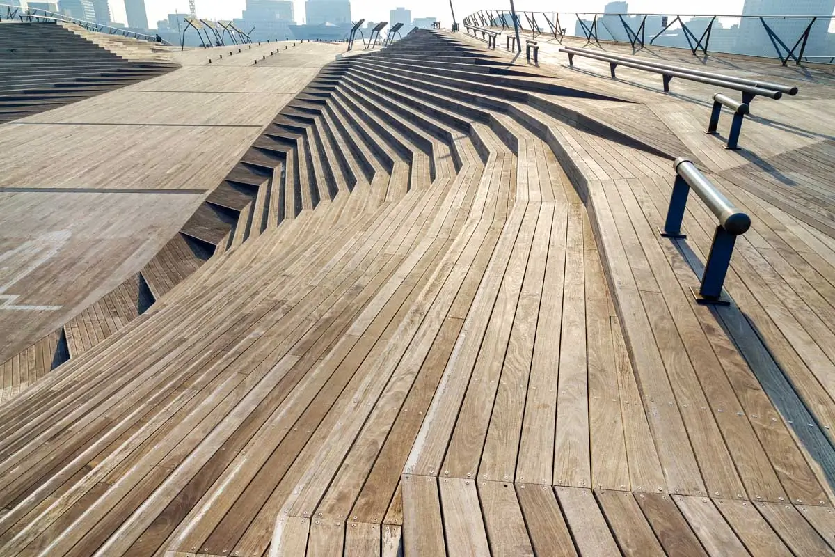 Osanbashi Pier on a sunny day in Yokohama, Japan