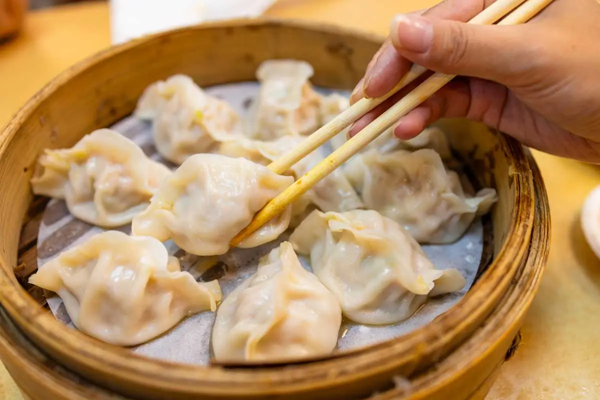 Soup dumplings eaten in Yokohama, Japan