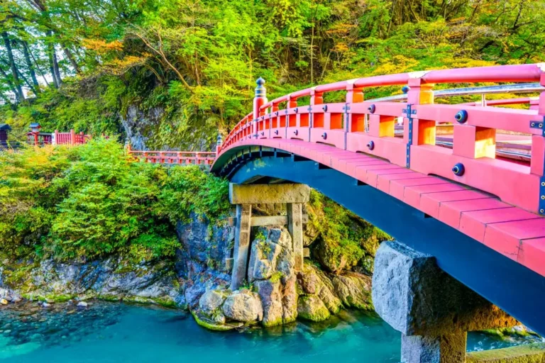 Nikko, Japan at the Shinkyo Bridge over the Daiwa River