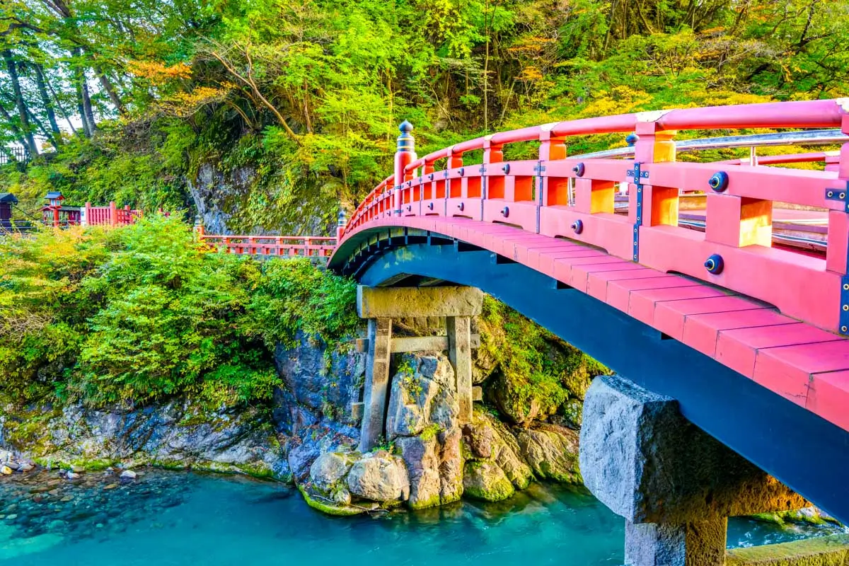 Nikko, Japan at the Shinkyo Bridge over the Daiwa River